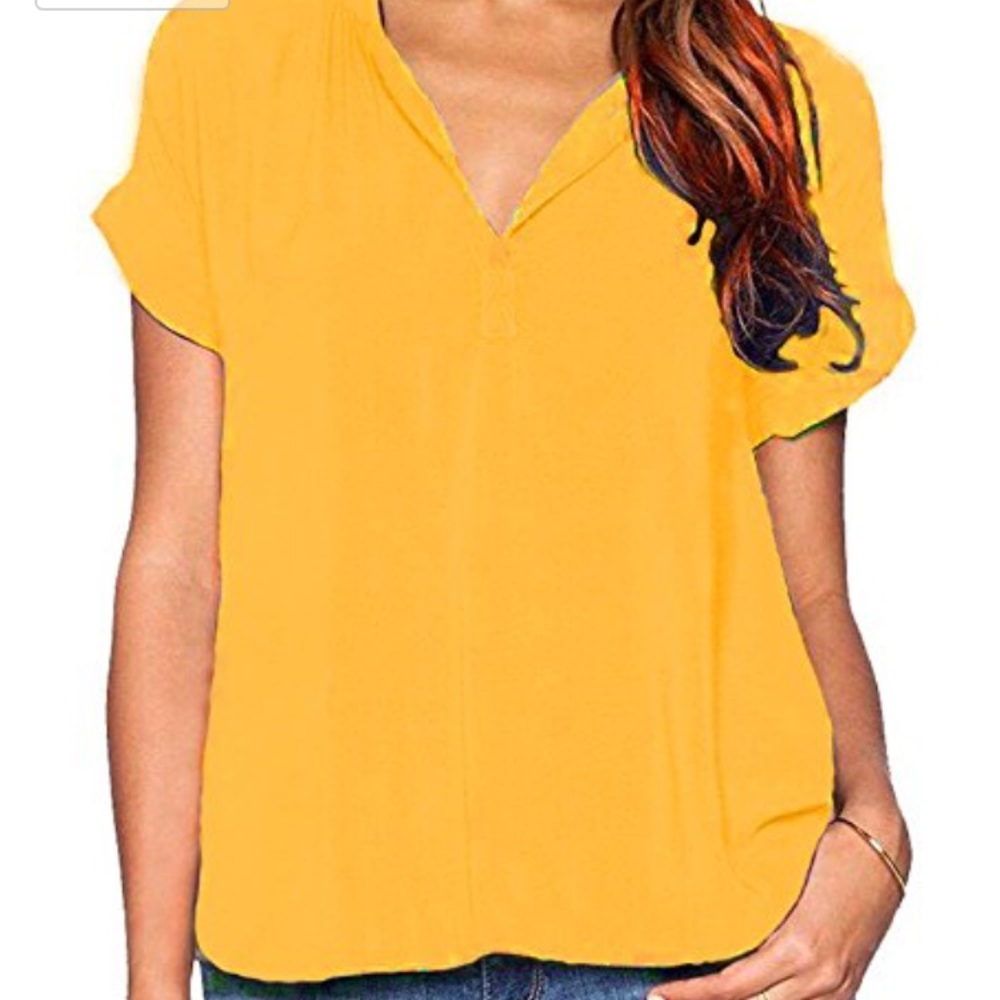 Mustard yellow chiffon blouse top